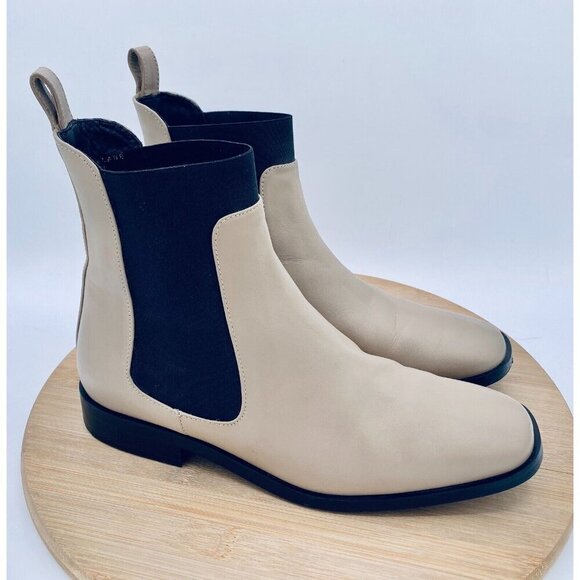 Everlane Shoes Womens 8 Beige Leather Chelsea Boots Ankle Italy - Picture 6 of 10